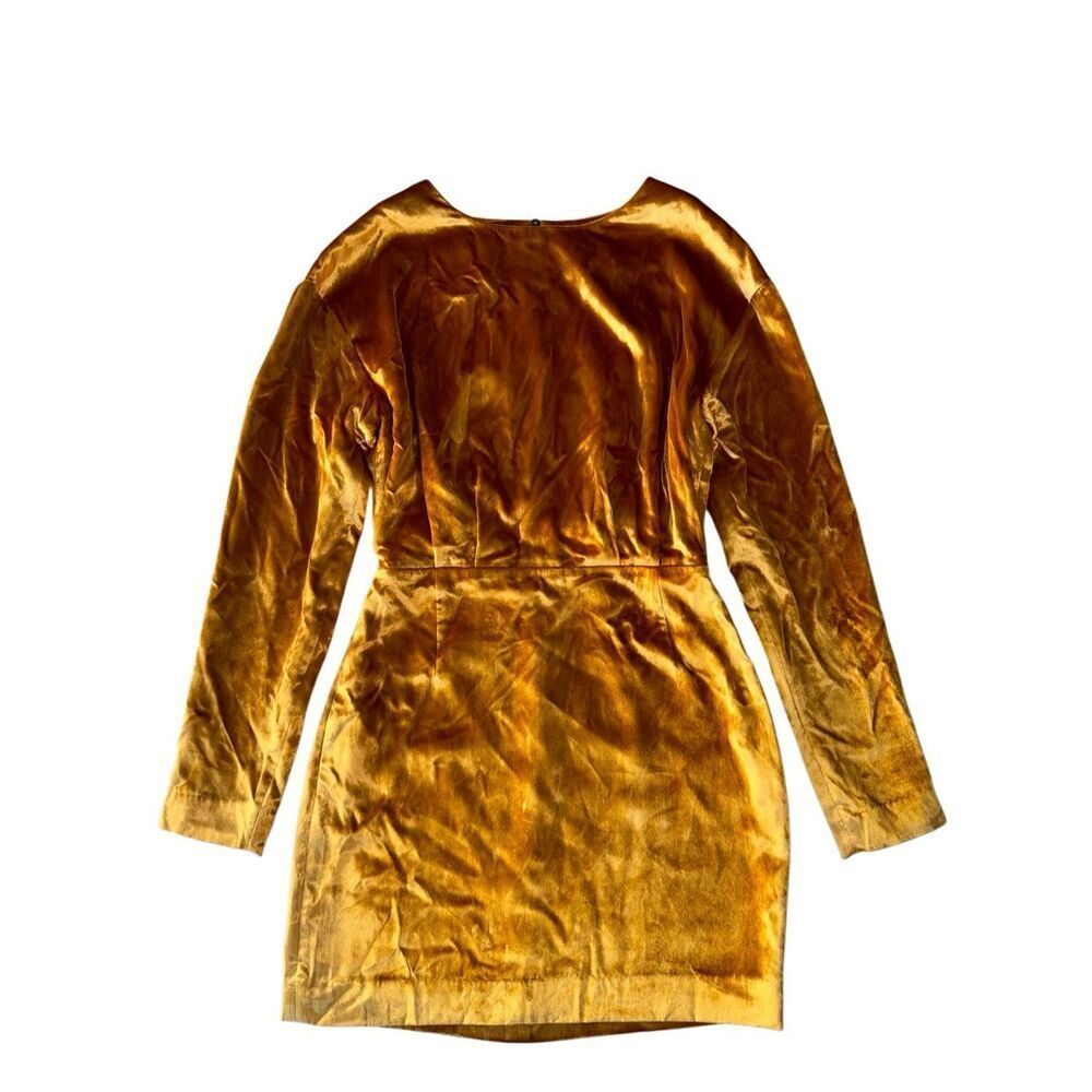 & Other Stories Stockholm Atelier Golden Yellow Velvet Mini Dress Size 0/XS - Picture 6 of 10